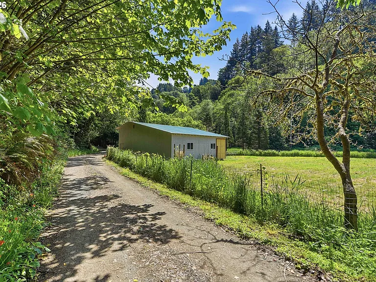 Lodge-Style Home with Salmon Stream on 22 Acres Bordering BLM and Elliott State Forest