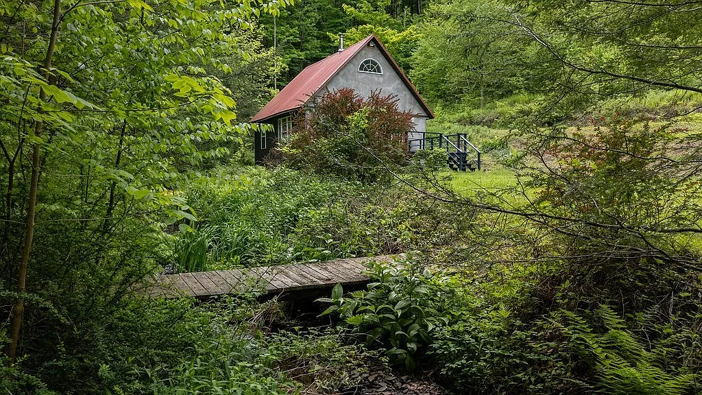 A Charming Cabin on 10 Wooded Acres Along a Babbling Stream